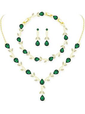 Elegant Wedding Jewelry Set for Bride & Bridesmaids - Cubic Zirconia Necklace